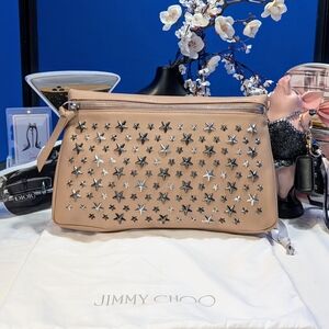 Jimmy Choo Zena Star Studded With Silver And Gunmetal Stars Clutch 🔥